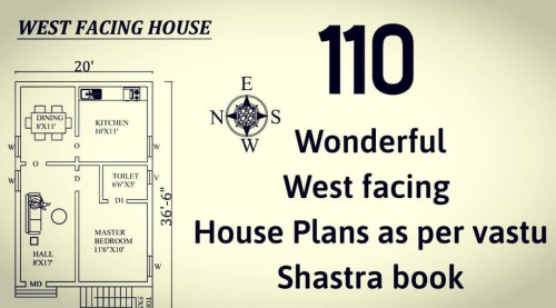 West facing house plans as per Vastu Shastra, In this book there are 110 house plans drawing. These 