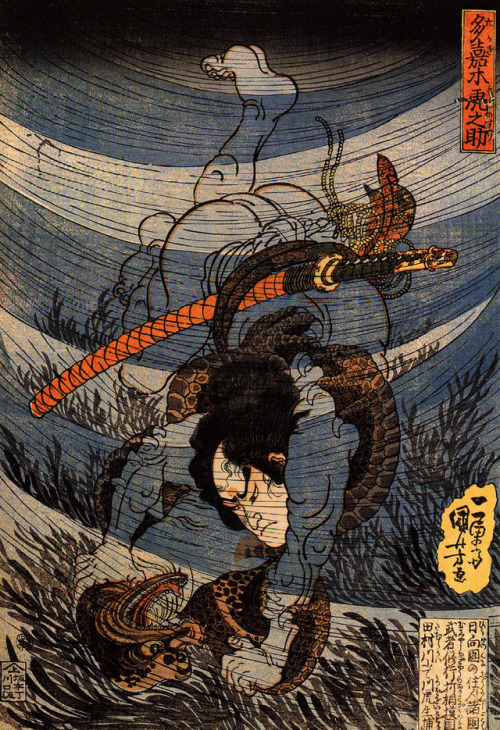 Takagi Toranosuke Capturing a Kappa Underwater, Utagawa Kuniyoshi (1798-1861)