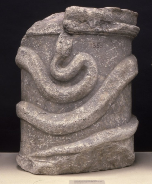 records-of-fortune:Marble altar decorated with a snake. Hellenistic. c.200-25 BC.Made in Knidos.(The