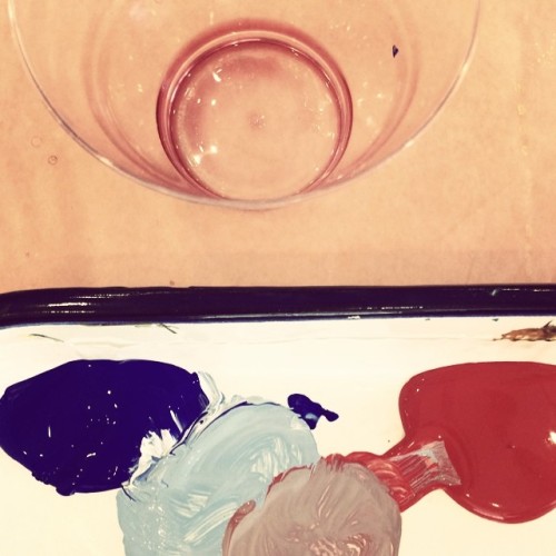 Mixing paint, low on wine.