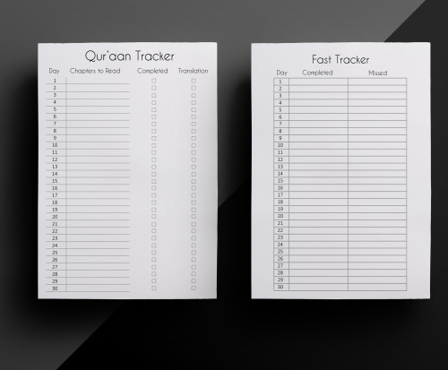 Ramadhaan Printables - Download Here (from Google Drive)- Qur’aan Tracker: Actual printable is fille