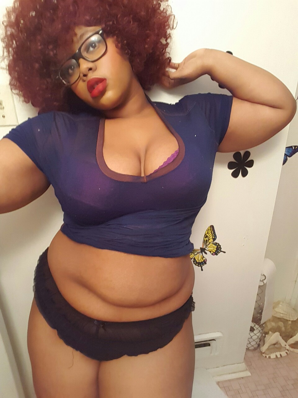 afatblackfairy:  Lazy Day~ ♡  If you want to see me wearing…less and you think