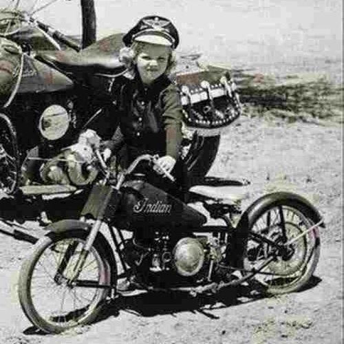 How cool is this vintage photo of a little girl and her (now very rare) mini Indian motorcycle? @ind