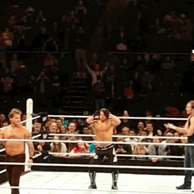 unstablexbalor:   AJ dancing to New Day Rocks chants. (x) 