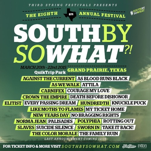 Attila, Like Moths to Flames, and Slaves are playing South By So What?! Music festival in March! #at