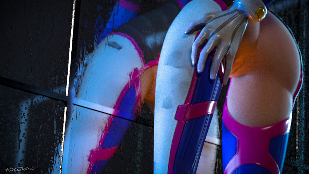 forceballfx: D.va grabbing her butt on a rainy night in the city Here’s a set of