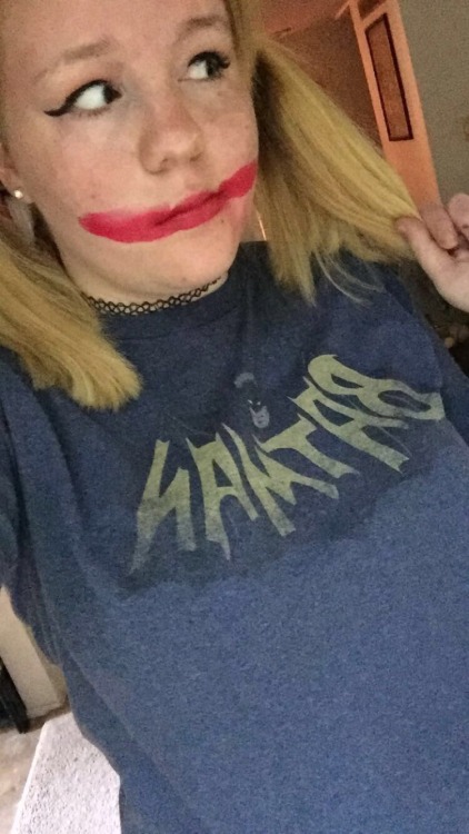 daddys-lilharley:•Harley wearing a batman shirt ? Wow.• (sorry I did what I could with what I had)