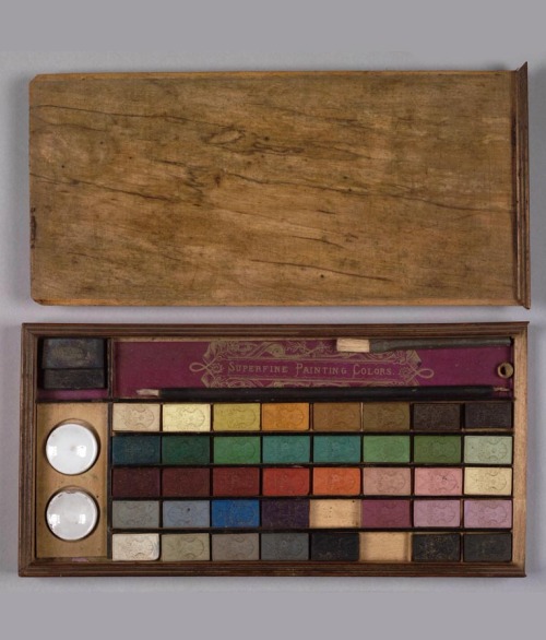 Superfine Painting Colors, boxed set of water colors, 1880. Via Huntington Library