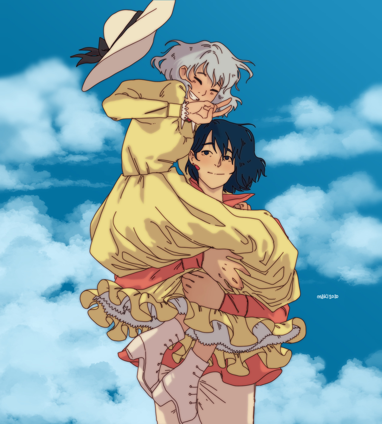 howl and sophie from last year that i still absolutely adoreyou can now buy it as a print here #howls moving castle  #howls moving castle #studio ghibli#ghibli#ghibli art#ghibli fanart #howls moving castle fanart  #howl and sophie #my art