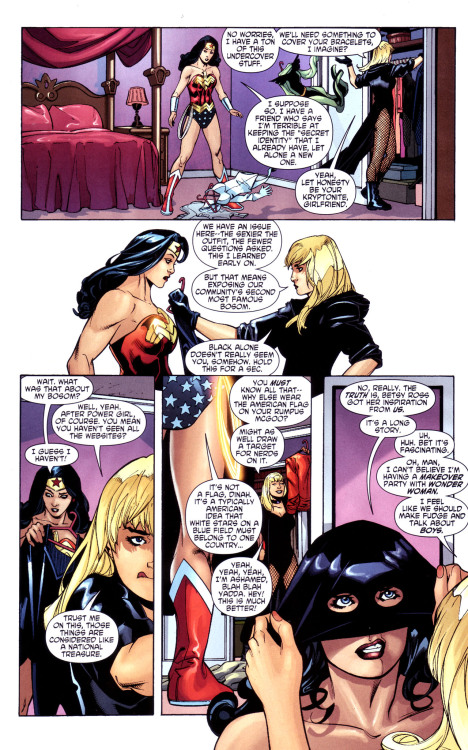 gailsimone:catinatemple:I want a whole issue devoted to Diana Prince and Dinah Lance having a makeov