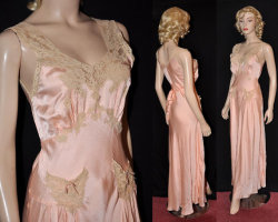satinworshipper:  1940s Miss Ritz pale pink silk charmeuse bias cut nightgown by SilverScreenStuff on Etsy  