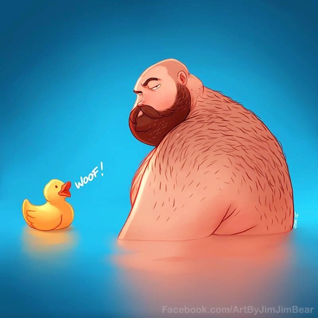 bearweek365:  Too Cute. #GayIllustration #GayArt #BearArt #beefyboy ❌❌❌Want