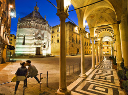 natgeotravel:  A couple steals a kiss in Pistoia’s Piazza del Duomo, ringed by medieval palaces, several small museums, and the Baptistery (center). Photograph by Christina Anzenberger-Fink &amp; Ton, Redux 