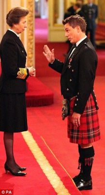 nixxie-fic:  More New Pictures of John Barrowman getting his MBE from Princess Anne at Buckingham Palace Today! I’m so excited for him. (x) (plus yay for full length JB in Kilt goodness!) 