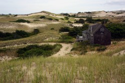 cabinporn:  The Dune Shacks of Peaked Bars Historic District. From The Provincetown Design Group:  Nestled into the ever-shifting shapes of the Province Lands dunes, they are primitive in structure, but surrounded by a rare sort of richness – the mesmeriz