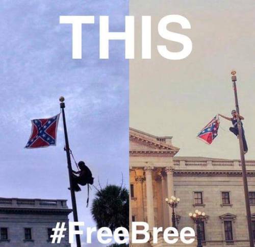 liberalsarecool:Bree Newsome scaled the flagpole in Columbia, SC and took down the Confederate Flag 