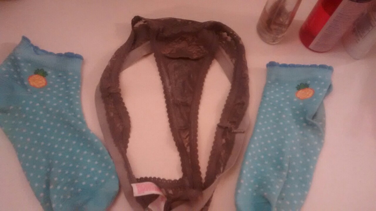 wetpantyslut:  One of my favorite thongs and some new socks that I worn for 24 hours