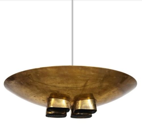 designobjectory:Paavo Tynell; Perforated Brass Ceiling Lamp, 1950s.