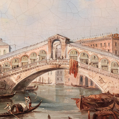 kafkasdiariies:Venice, The Rialto Bridge (detail), Carlo Grubacs (Italian, 1801–1878)