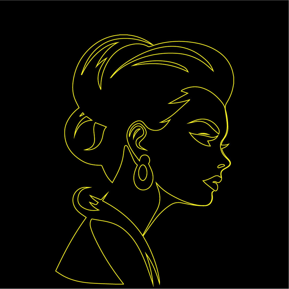 black african girl cowgirl cute pretty women's hairstyle in vector art