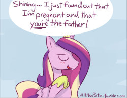 allthebitz:  Shining still hasn’t grasped that Cadence is pregnant.A bit of a delayed reaction.  XD!