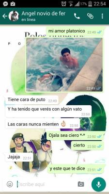 elizabethsherlockz4:  Jajaja mis conversaciones con el novio de mi mejor amiga, jajaa ya está solo vio algunas de sus fotos y esta muy convencido