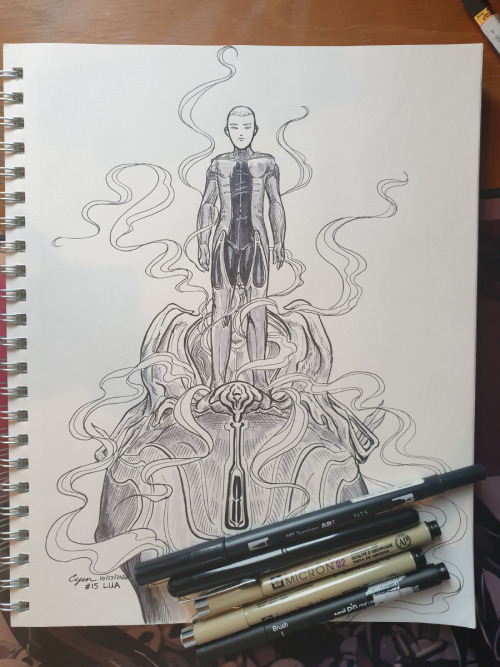 Tennotober #15 - Lua - AwakenMarker and ink on paper