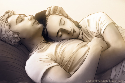 portraitoftheoddity:Steve/Loki snuggles.