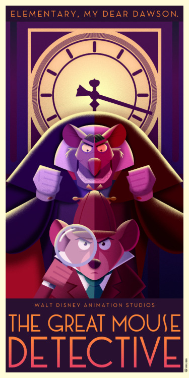 disneyfanartftw:The Great Mouse Detective Art Deco Poster by Chernin