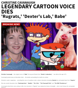 queer-taako:  fawtgyulonfleek:  roguevsrogue:  IF YOU WERE AN 80s or 90s baby, this story hits home.  I grew up on some of her most loveable, iconic, memorable characters!  Her voice was truly one of a kind!  CHUCKIE - Rugrats  BABE - Remember, Bah Ram