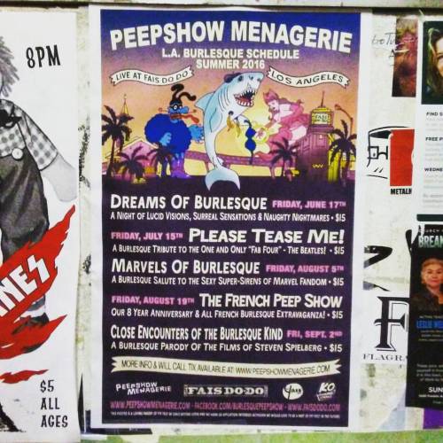 New Peepshow Menagerie Summer Schedule 2016 poster (that just so happens to be a loving parody of an