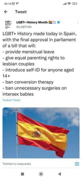 antifarichietozier:ALTALTsome good news!! the spanish state’s ministry of equality has finally passed one of the most progressive trans laws on the planet, shielded free and universal access to abortion and banned conversion therapy and genital