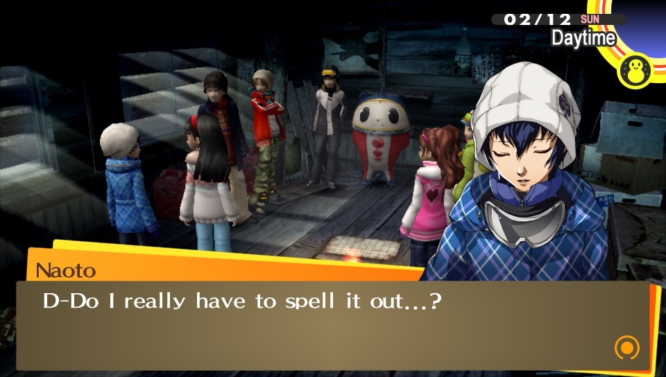 jfx:  MY FAV PART IN PERSONA 4 GOLDEN IS WHEN YOU PICK TO HANG OUT WITH THE GUYS