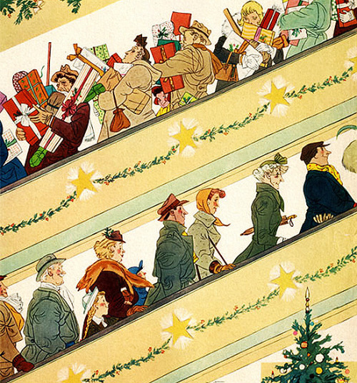 rogerwilkerson:Christmas Shopping, art by Oscar Cahen - detail from cover December 14, 1952 Maclean’