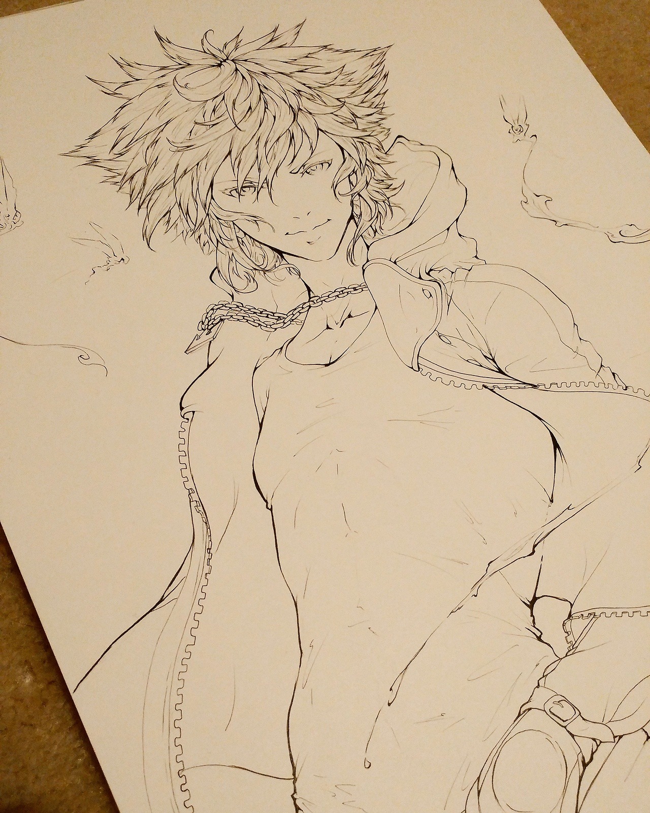 draconli:  (Ignore carpet!)   Finished inking! I drew angsty older Sora (because