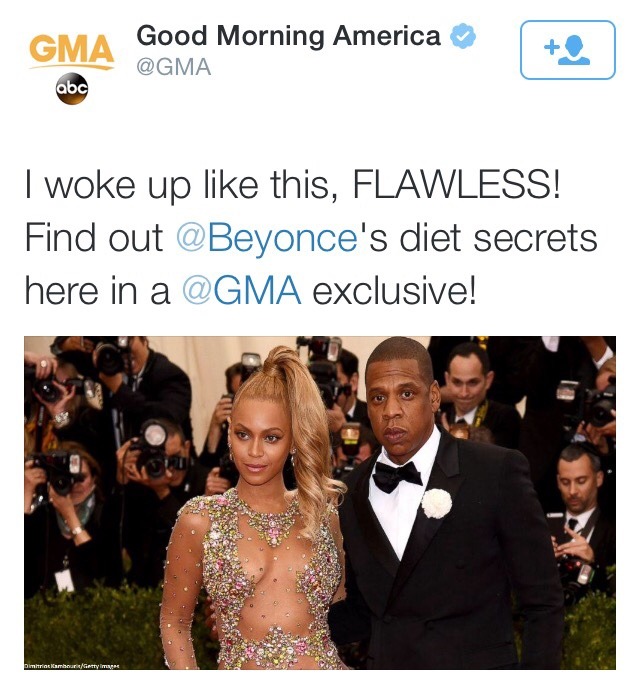 thequeenbey:  can we discuss how Beyoncé went on GMA to promote her vegan diet and