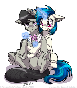 dragonbait-ep:  Vinyl and Octavia #03 by InuHoshi-to-DarkPen  OMFG TOO ADORABLE AHHHHH ;w; &lt;33333