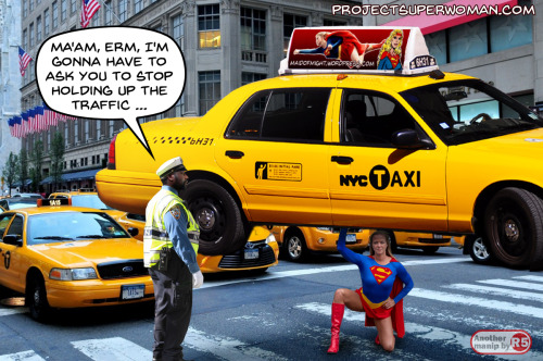 Supergirl holds up the traffic. Fun little pic I did with Michaela from ProjectSuperWoman.com.