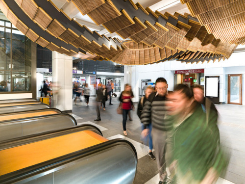 itscolossal: 80-Year-Old Wooden Escalators are Repurposed as a Sculptural Ribbon by Artist Chris Fox