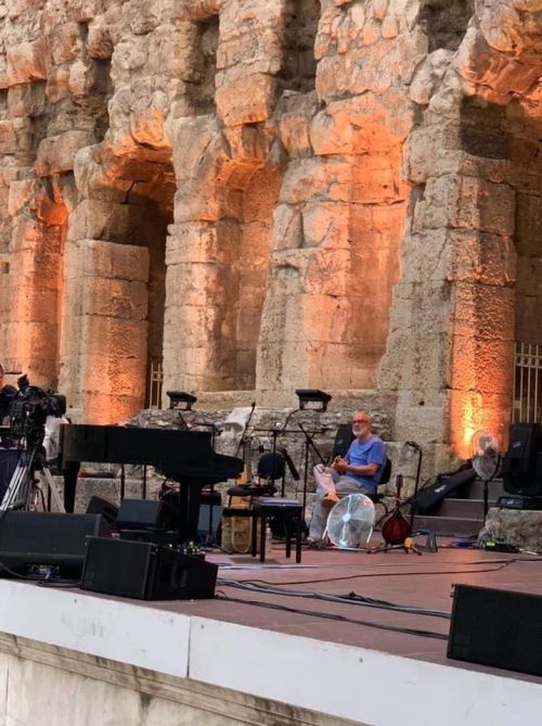 Brian Eno, soundcheck at the Acropolis, Athens, Greece, August 3, 2021