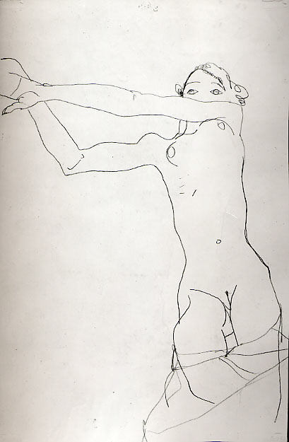 artisticstuffetc:  World is nothing without art (blog)   Egon Schiele  study for Standing Nude with Orange Drapery,… via Tumblr