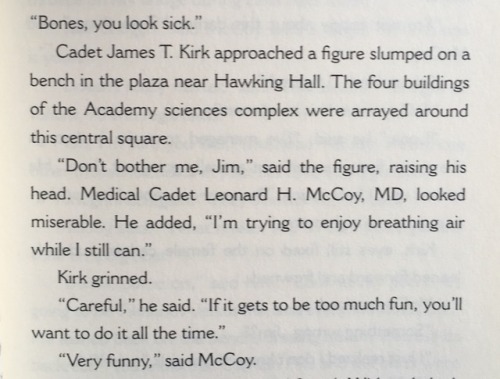 Bones is not looking forward to the upcoming exercise that actually takes place in space. It’s