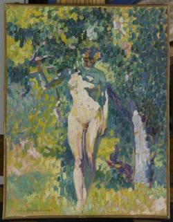 Amare-Habeo:henri-Edmond Cross (1856-1910) Nude In The Garen (Nu Dans Un Jardin),