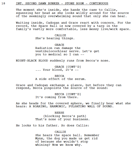 Becca activates the space ball and the family stands together around it. As you can see there’s differences in dialogue between the script and the screen. Some sections had to be cut for airing purposes. But here is the scene in its entirety!