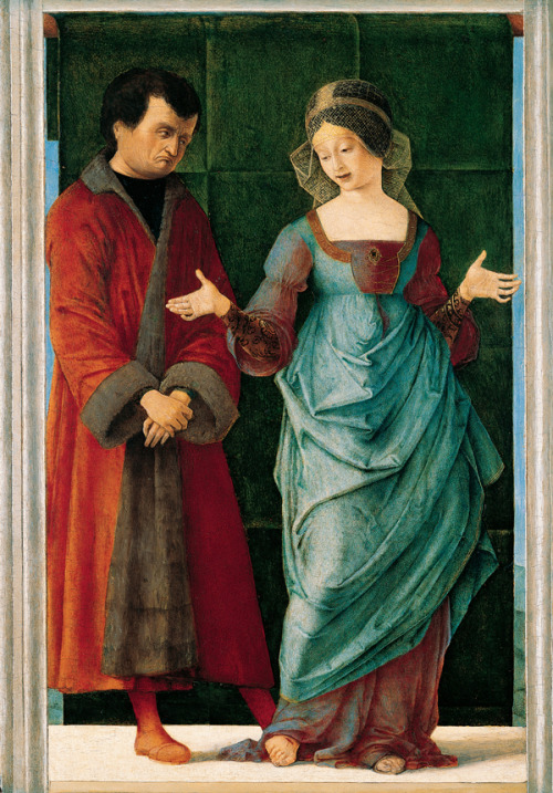 history-of-fashion:ab. 1486-1490 Ercole de’ Roberti - Portia and Brutus(Kimbell Art Museum)