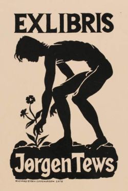 delicto:Exlibris by Richard Steen (1929-2013) from Denmark for Jørgen Tews - Man Nude.