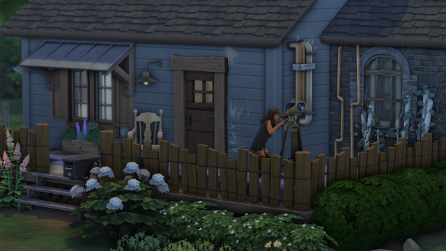 Screenshot of a rickety house in Moonwood Mill, a neighborhood in The Sims 4