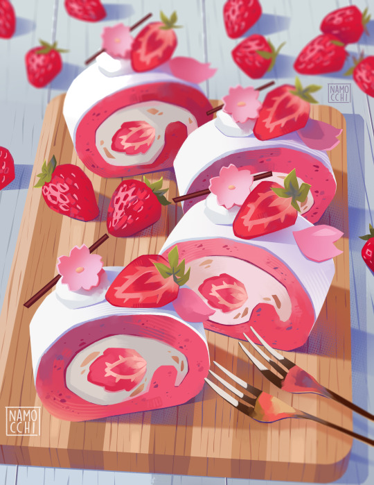 namocchi:Strawberry swiss roll
