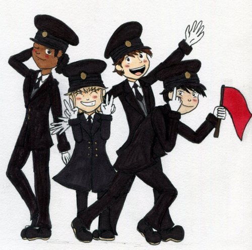 No, nobody has names yet, I know.L-R: Assistant Conductor, Engineer, Conductor, Brakeman.And then mo