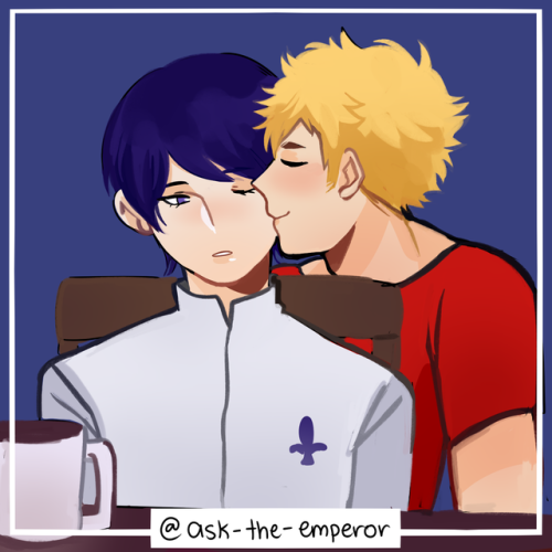 askvulgarboy: bunch of kisses for @askalleycat @ask-theemperor and @ask-the-trickster!! just a ryuji